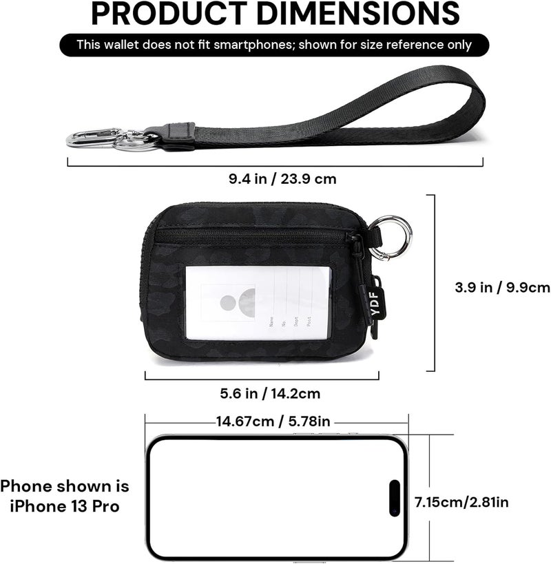 YDF Keychain Wallet for Women Mini Zip Card Holder with ID Window Coin Purse Detachable Wristlet Small Wallets Black Leopard - Image 4